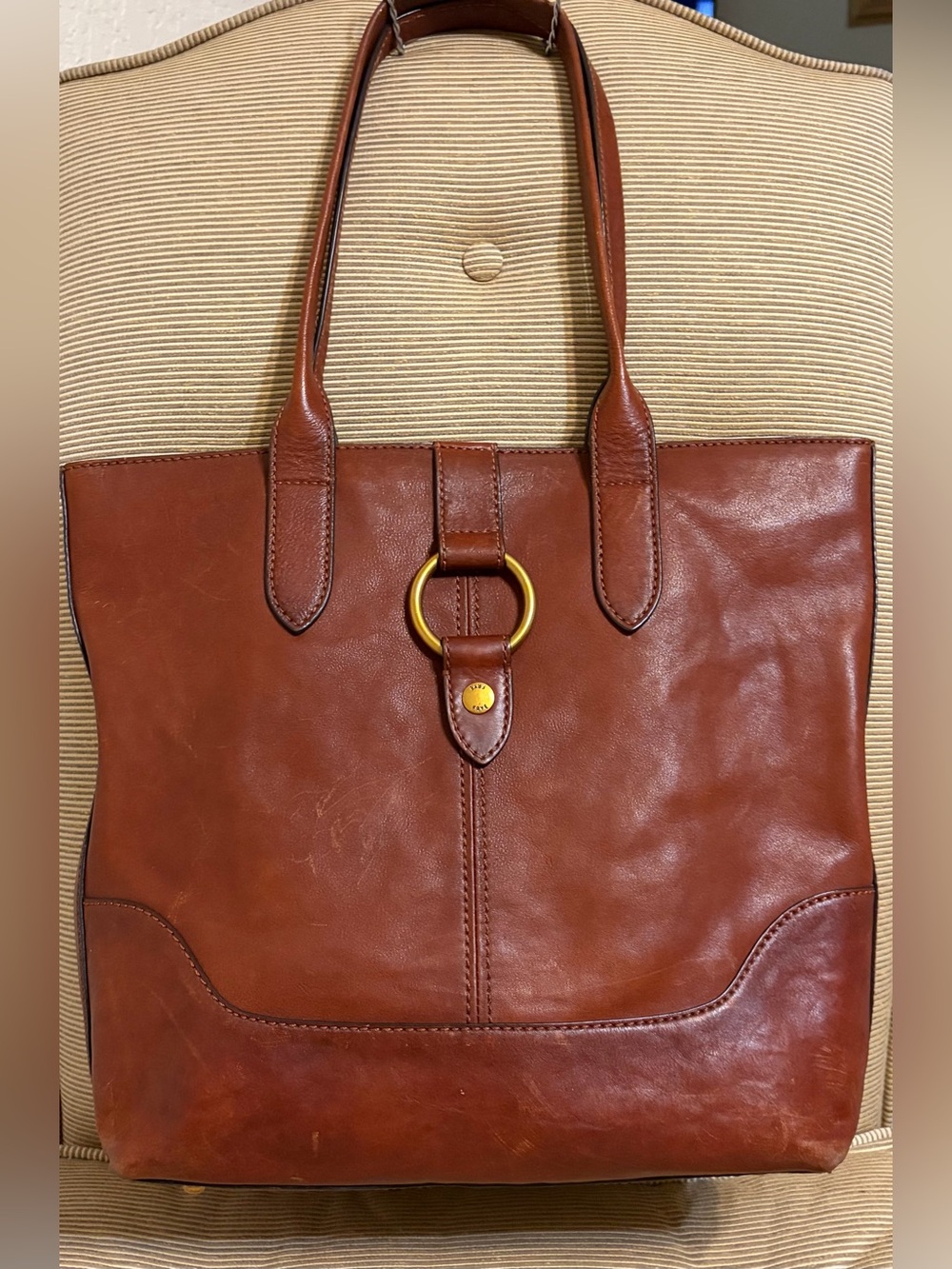 Frye Cognac Brown Leather Ring Tote Bag